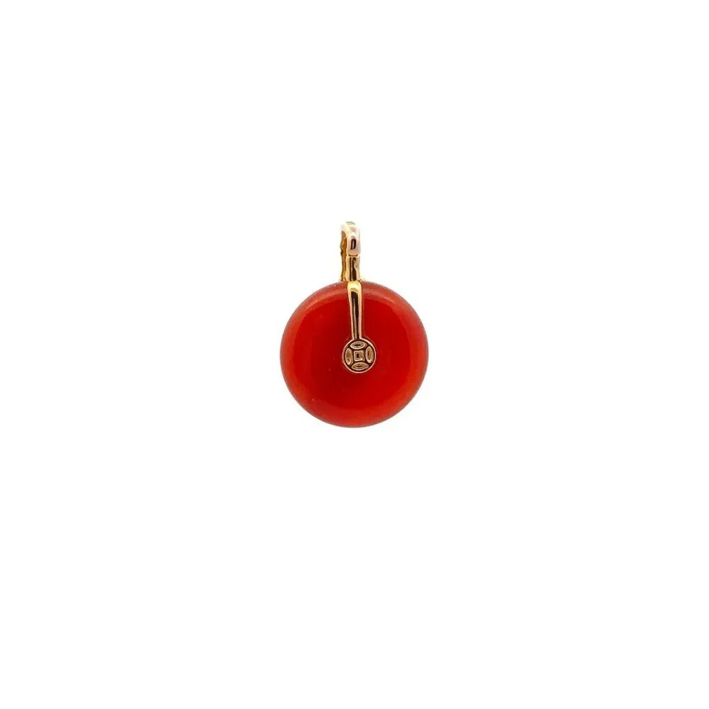 18K Gold Pendant Red Agate Cubic Zirconia - Picture 6 of 9